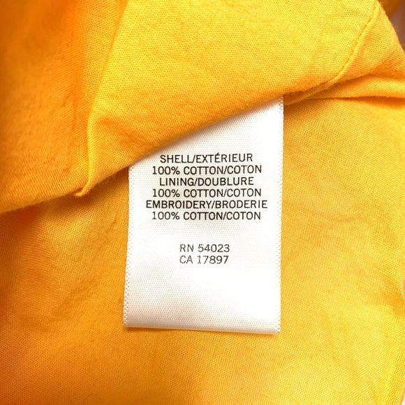 Banana Republic Eyelet Peasant Blouse Top Size Large Marigold Yellow Boho - Picture 8 of 8